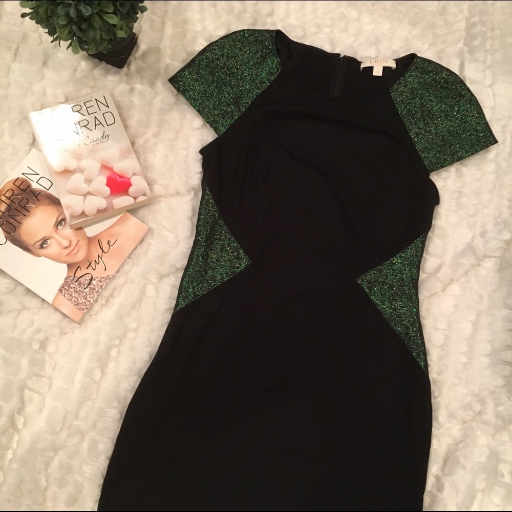 Erin fetherston black and green Elaine dress